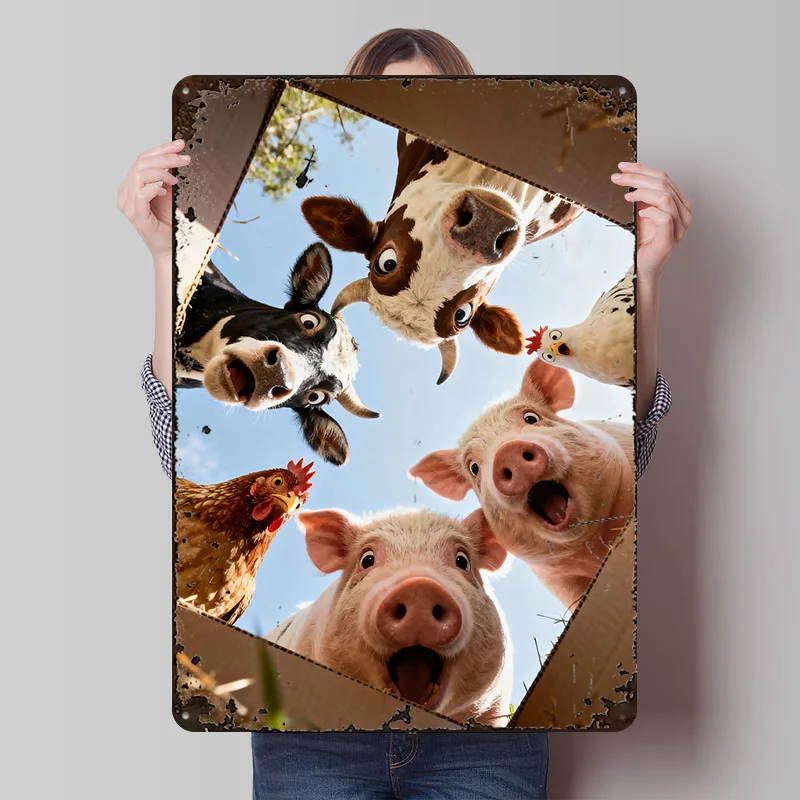 Funny Farm Animals Looking Down Metal Poster Customized Wall Art Retro Vintage Tinplate Signs for Man Cave Home Decor Items Desk
Funny Farm Animals Looking Down Metal Poster Customized Wall Art Retro Vintage Tinplate Signs for Man Cave Home Decor Items Desk