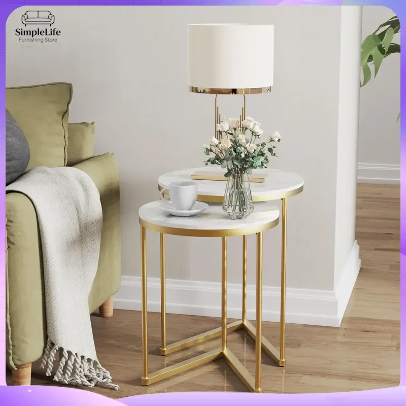 Round Nesting Coffee Table Set 2pcs Gold Metal Frame Marble Top Side Table End Table for Living Room Modern Minimalist Sofa
Round Nesting Coffee Table Set 2pcs Gold Metal Frame Marble Top Side Table End Table for Living Room Modern Minimalist Sofa