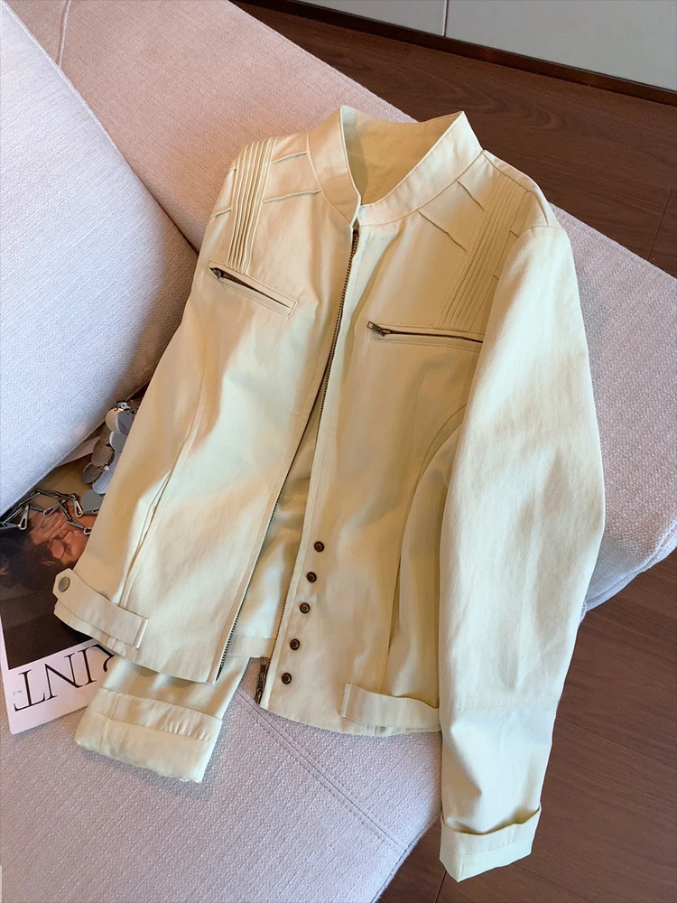 Ele Sle молния плиссированное пальто с воротником-стойкой женское и мужское весенне-осеннее повседневное бейсбольное пальто в стиле ретро в стиле ретро
Ele Sle молния плиссированное пальто с воротником-стойкой женское и мужское весенне-осеннее повседневное бейсбольное пальто в стиле ретро в стиле ретро