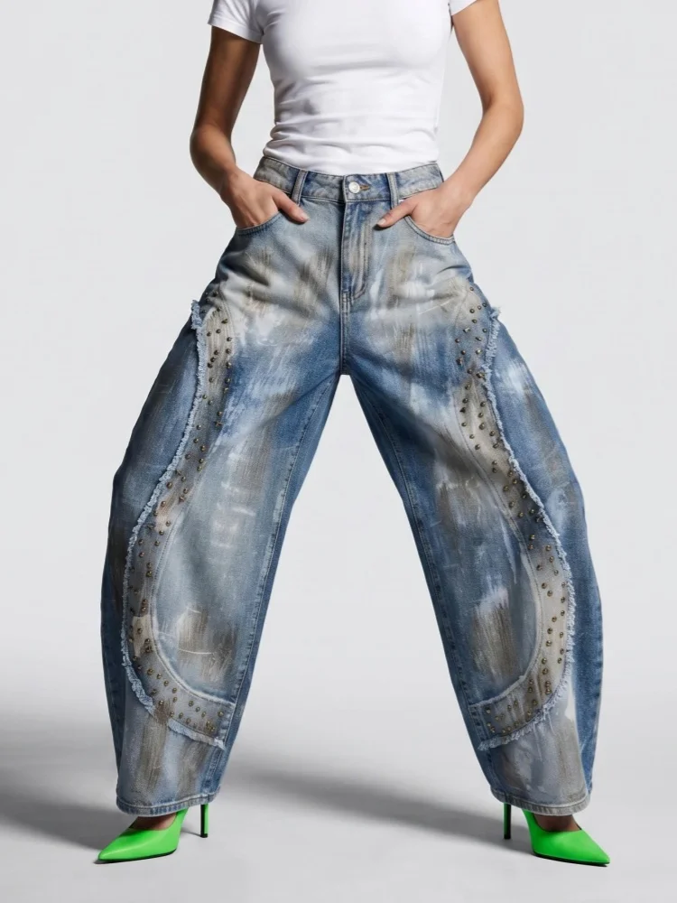 2026 American Y2K Style Rivet Design Washed Blue Baggy Stacked Jeans Pants For Women Clothing Wide Leg Loose Fit Denim Trousers
2026 American Y2K Style Rivet Design Washed Blue Baggy Stacked Jeans Pants For Women Clothing Wide Leg Loose Fit Denim Trousers