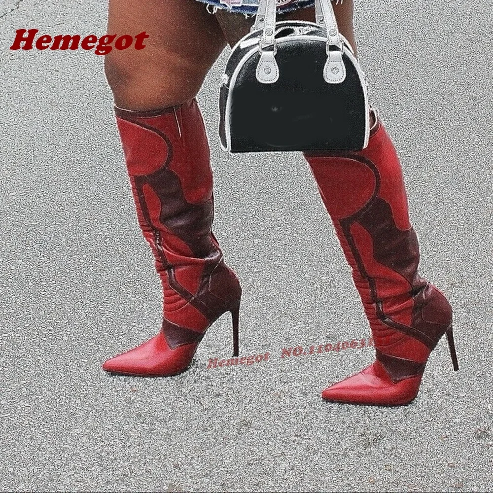 Pointy Toe Stiletto Heels Women's Long Boots Red Patchwork Motorcycle Knee High Boots Street Style Runway Shoes Luxury 2026 Sexy
Pointy Toe Stiletto Heels Women's Long Boots Red Patchwork Motorcycle Knee High Boots Street Style Runway Shoes Luxury 2026 Sexy
