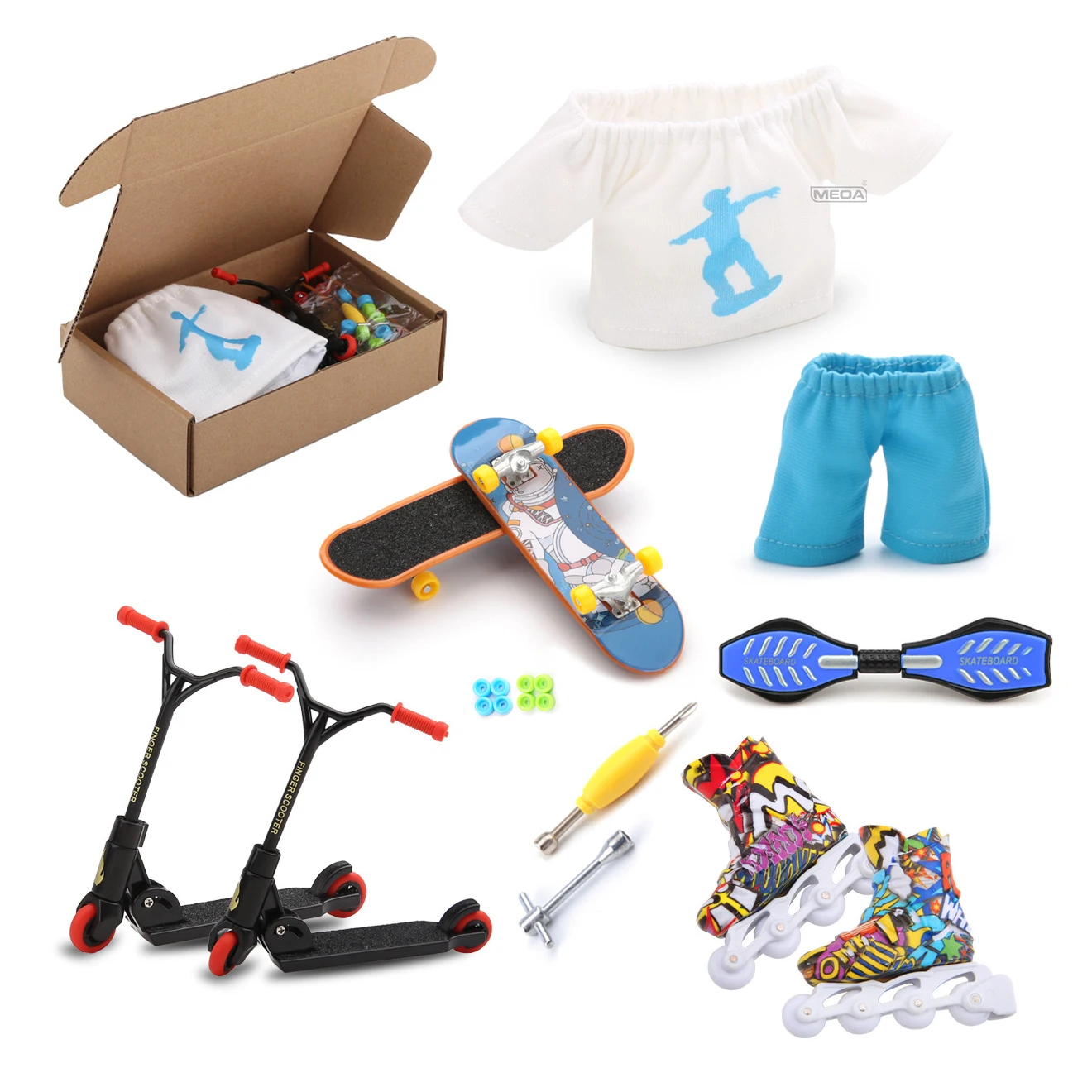 Finger Extreme Sports Set Mini Finger Scooter Roller Skate with DIY Replacement Wheels Tools Clothes Fidget Toy for Skate Lovers
Finger Extreme Sports Set Mini Finger Scooter Roller Skate with DIY Replacement Wheels Tools Clothes Fidget Toy for Skate Lovers