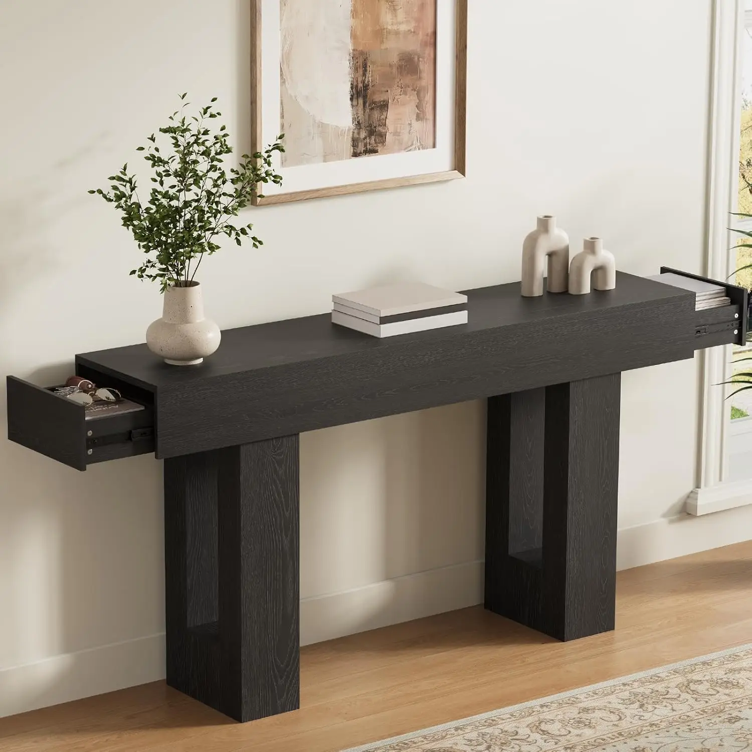 63in Long Console Table with Drawers Wood Industrial Sofa Entry Table for Living Room Hallway, Customized
63in Long Console Table with Drawers Wood Industrial Sofa Entry Table for Living Room Hallway, Customized