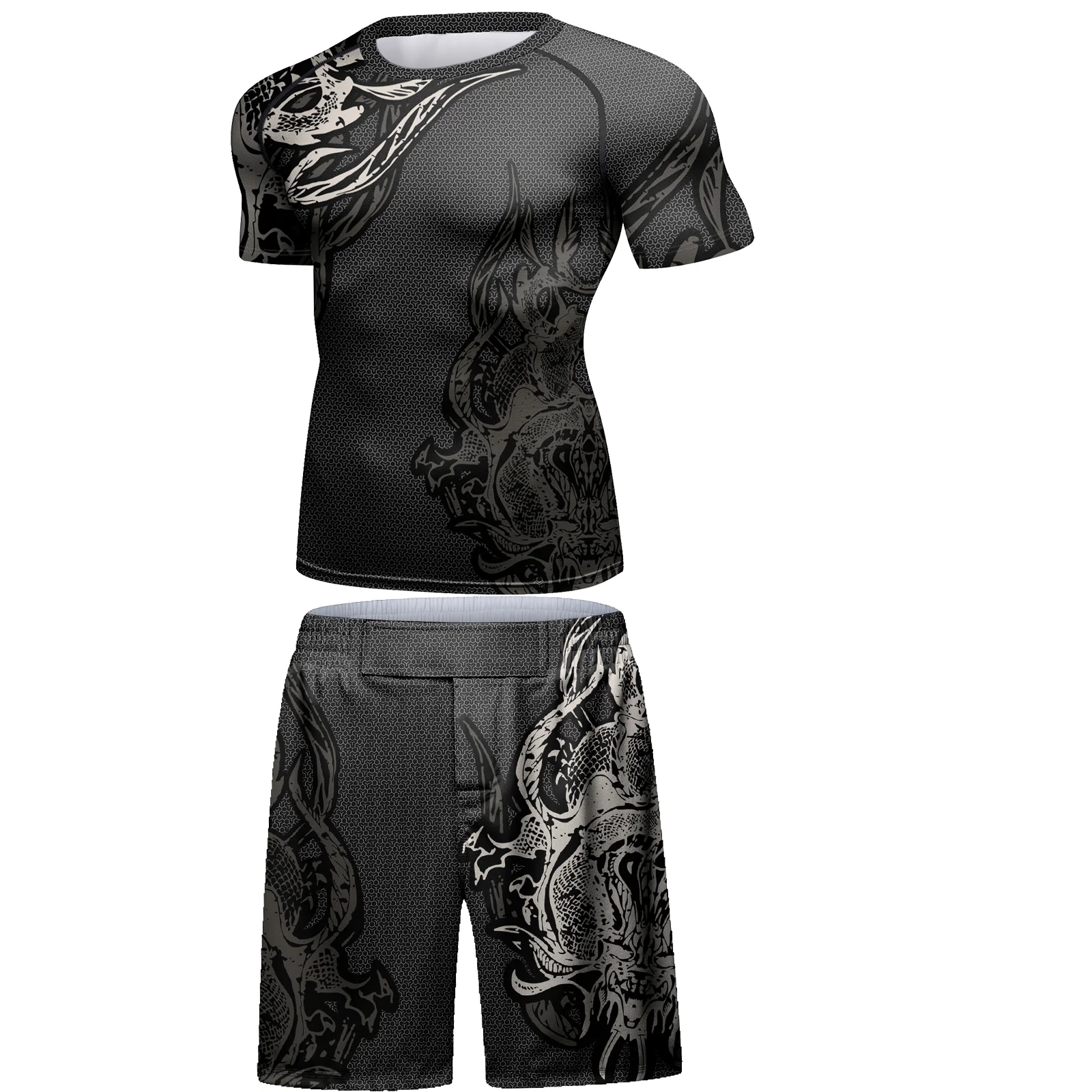 New Inventory Men Gym Clothes Dragon Graphic T Shirts+ Shorts Men Jiu Jitsu MMA Rashguard Sets Short Sleeve Sports Tracksuit
New Inventory Men Gym Clothes Dragon Graphic T Shirts+ Shorts Men Jiu Jitsu MMA Rashguard Sets Short Sleeve Sports Tracksuit