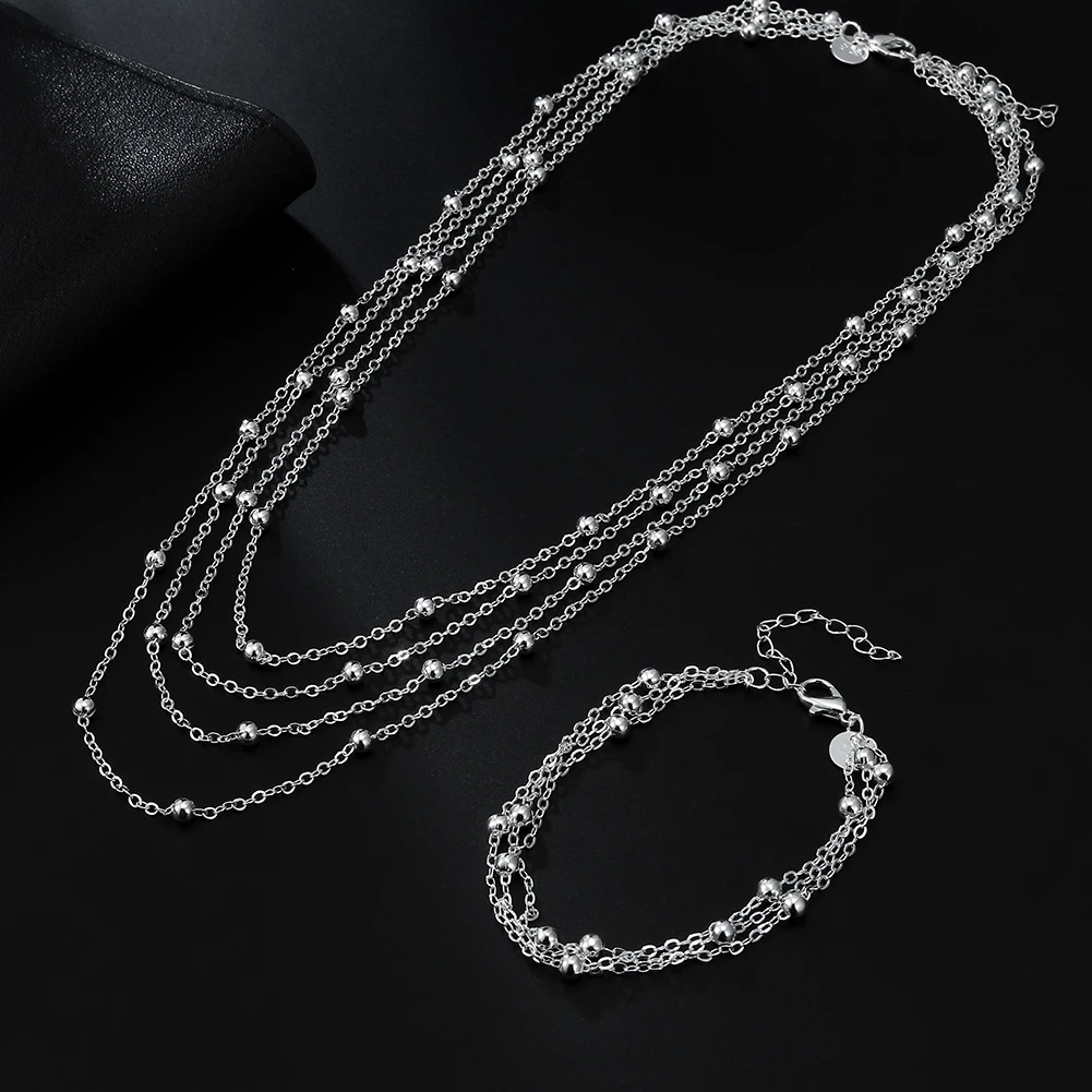 925 Sterling silver Tassel beads Bracelets necklaces for women fashion party wedding accessories jewelry sets gifts
925 Sterling silver Tassel beads Bracelets necklaces for women fashion party wedding accessories jewelry sets gifts