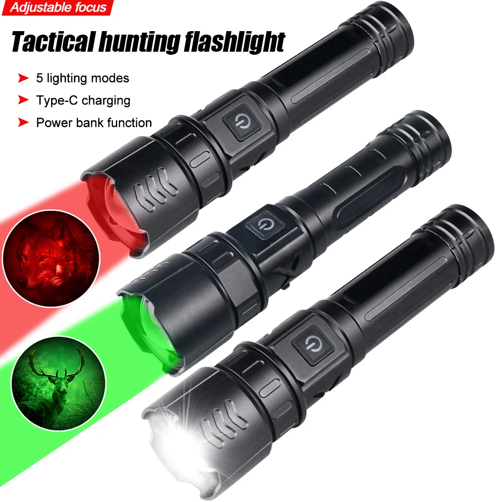 High Power Military Tactical Green Hunting Flashlight 10W 1800lumens 5 Lighting Modes LED Torch Zoomable Camping Hand Lamp
High Power Military Tactical Green Hunting Flashlight 10W 1800lumens 5 Lighting Modes LED Torch Zoomable Camping Hand Lamp