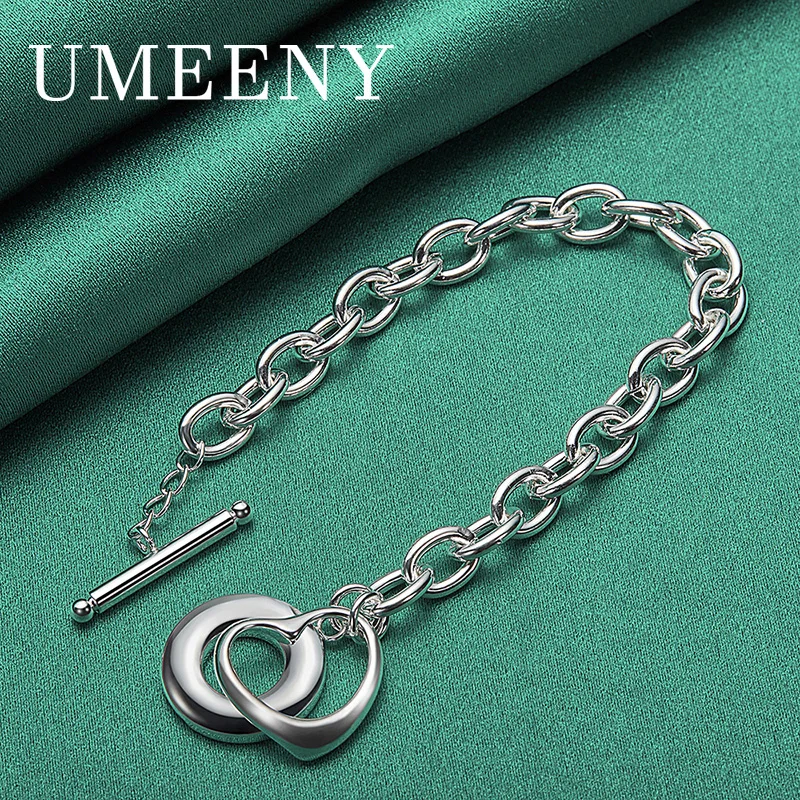 925 Sterling Silver 8 Inch Beautiful Heart Shape Round Pendant Bracelet for Women Gift Party Accessories
925 Sterling Silver 8 Inch Beautiful Heart Shape Round Pendant Bracelet for Women Gift Party Accessories