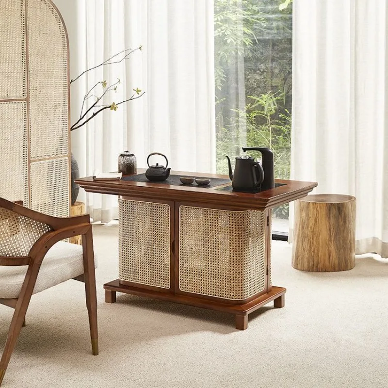 New Chinese-style solid wood rattan tea table, small tea table, homestay home modern simple tea cabinet
New Chinese-style solid wood rattan tea table, small tea table, homestay home modern simple tea cabinet