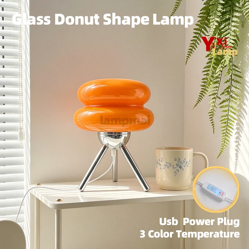 Murano Glass Donut Shape Table Lamp, Bauhaus Tripod Bedside Lamp, Decorative Desk Light for Bedroom, Dorm, Study & Living Room
Murano Glass Donut Shape Table Lamp, Bauhaus Tripod Bedside Lamp, Decorative Desk Light for Bedroom, Dorm, Study & Living Room