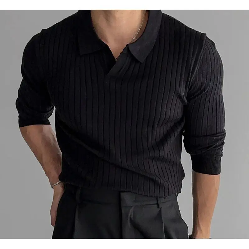 Spring Autumn Men's Slim Fit Long Sve Knitted T-irt Pure Color Ribbed Elastic Collar Crew Ne Pullover Top
Spring Autumn Men's Slim Fit Long Sve Knitted T-irt Pure Color Ribbed Elastic Collar Crew Ne Pullover Top