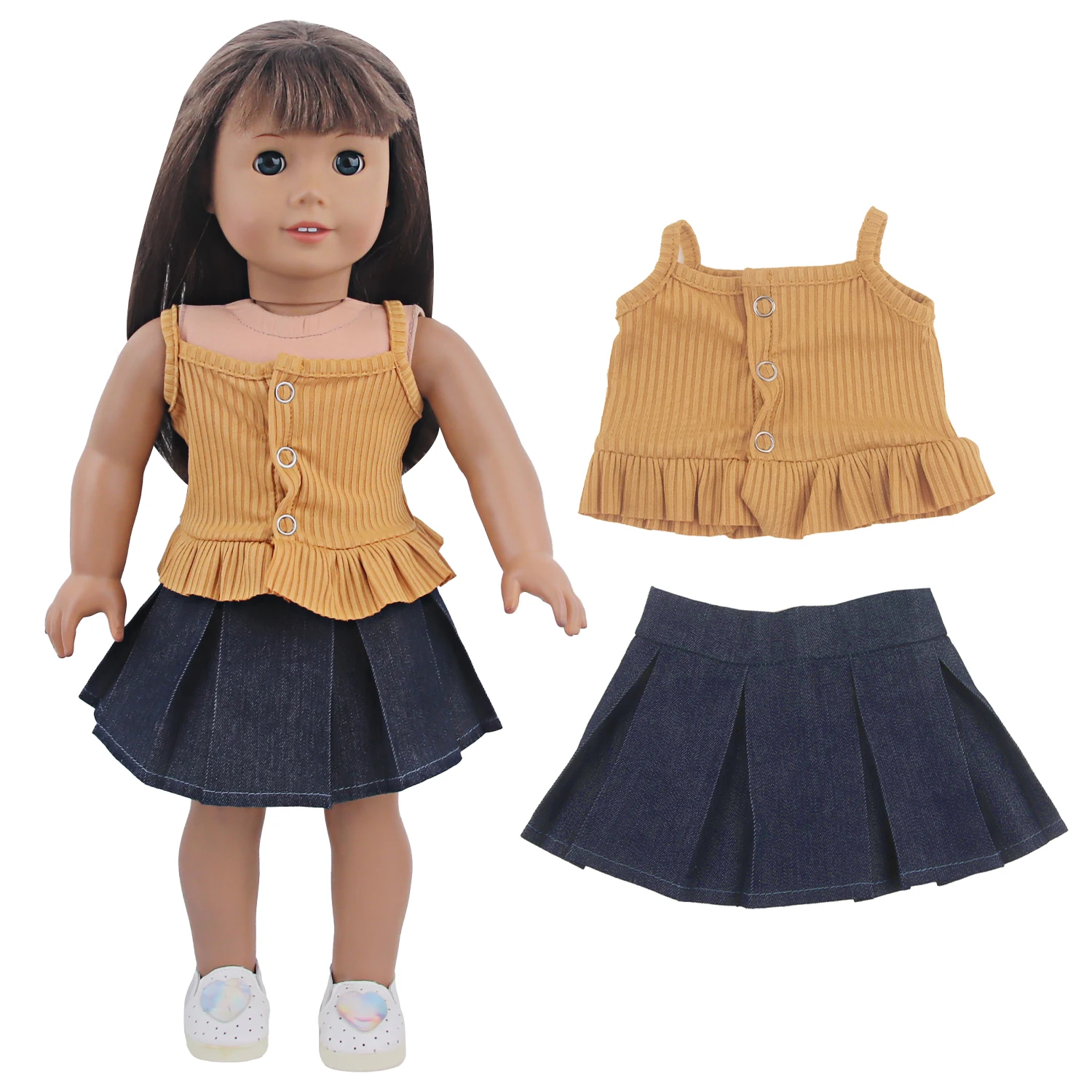 Brown Camisole T-shirt+Denim Skirt Clothes Set For 18 Inch American&43cm Baby Newborn,Og,Russia DIY Girl Dolls Toy Accessories
Brown Camisole T-shirt+Denim Skirt Clothes Set For 18 Inch American&43cm Baby Newborn,Og,Russia DIY Girl Dolls Toy Accessories
