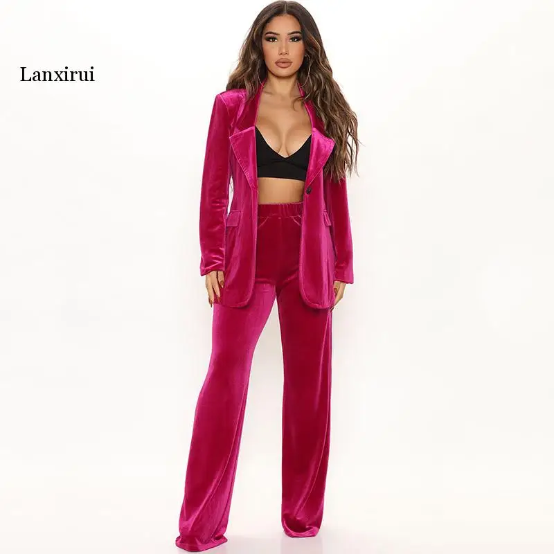 Velvet Two Piece Set Women Jacket Blazer And Pants Suits Streetwear Autumn Winter Ladies Office Elegant Suit Coats
Velvet Two Piece Set Women Jacket Blazer And Pants Suits Streetwear Autumn Winter Ladies Office Elegant Suit Coats