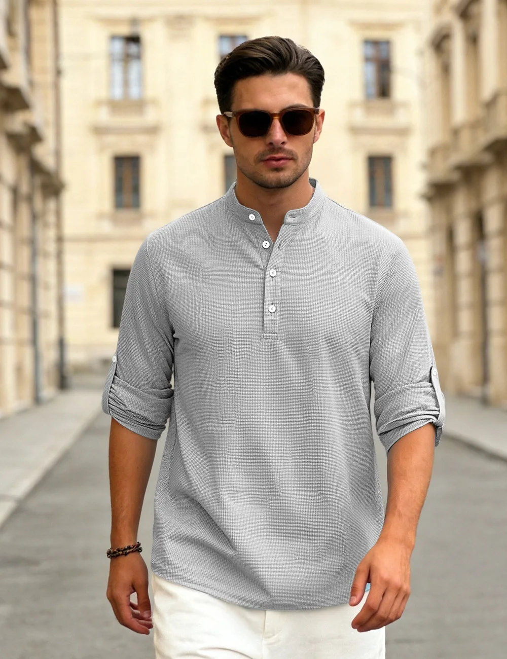 New men's Polo shirt - summer and autumn casual breathable long-sleeved buttoned stand-up collar checked top long polo shirt
New men's Polo shirt - summer and autumn casual breathable long-sleeved buttoned stand-up collar checked top long polo shirt