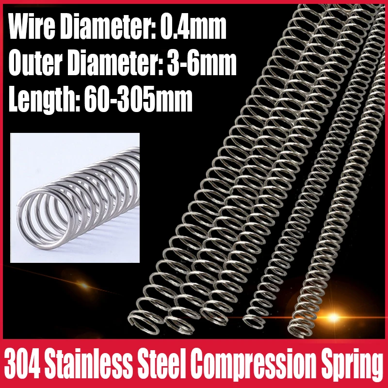 1/5PC 0.4mm Wire Diameter Compression Spring 304 Stainless Steel Pressure Spring Return Spring 3-6mm Outside Diameter L=60-305mm
1/5PC 0.4mm Wire Diameter Compression Spring 304 Stainless Steel Pressure Spring Return Spring 3-6mm Outside Diameter L=60-305mm