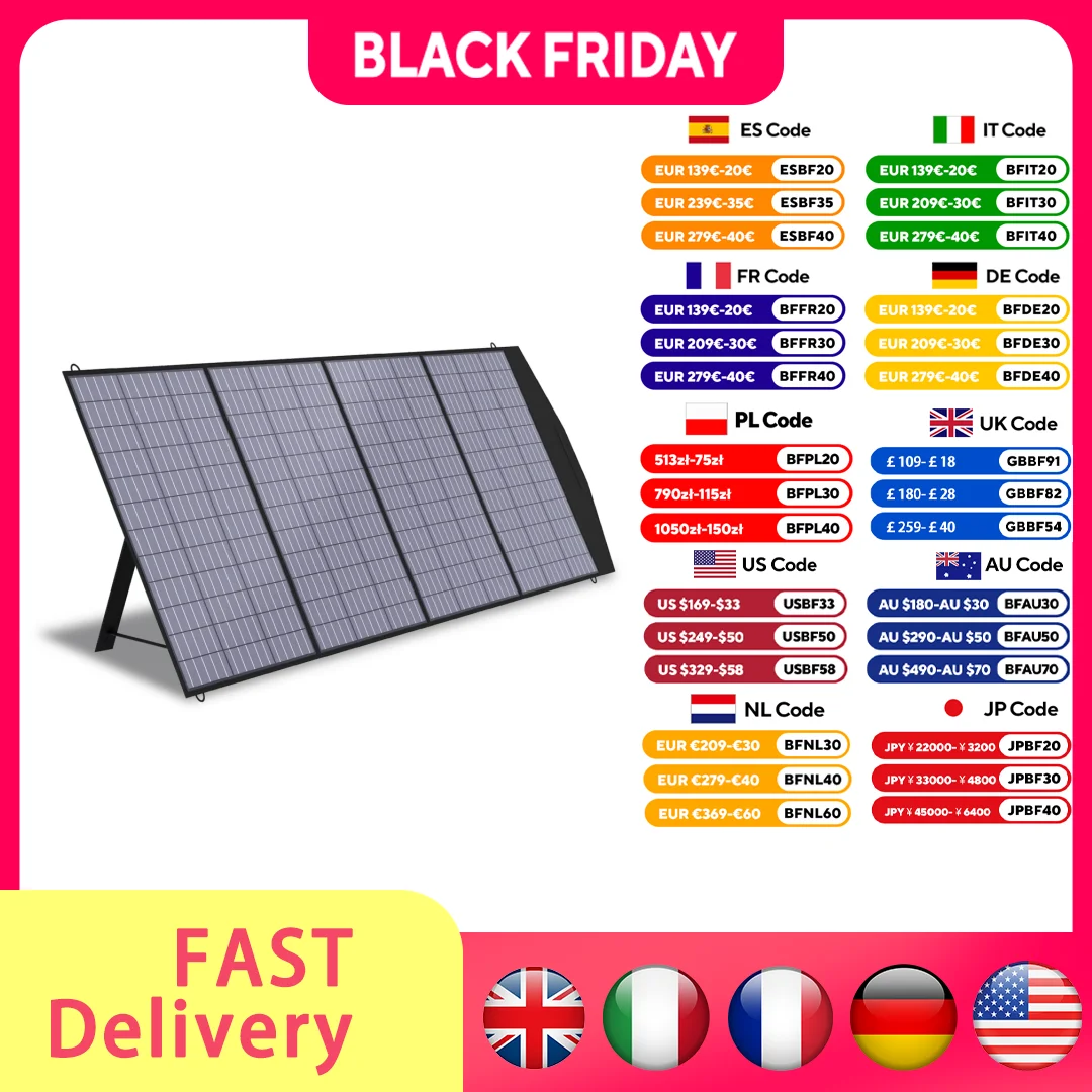 ALLPOWERS SP033 200 Вт складная портативная солнечная панель комплект IP66 с солнечным выходом для электростанции солнечное зарядное устройство для дома на колесах и сада
ALLPOWERS SP033 200 Вт складная портативная солнечная панель комплект IP66 с солнечным выходом для электростанции солнечное зарядное устройство для дома на колесах и сада