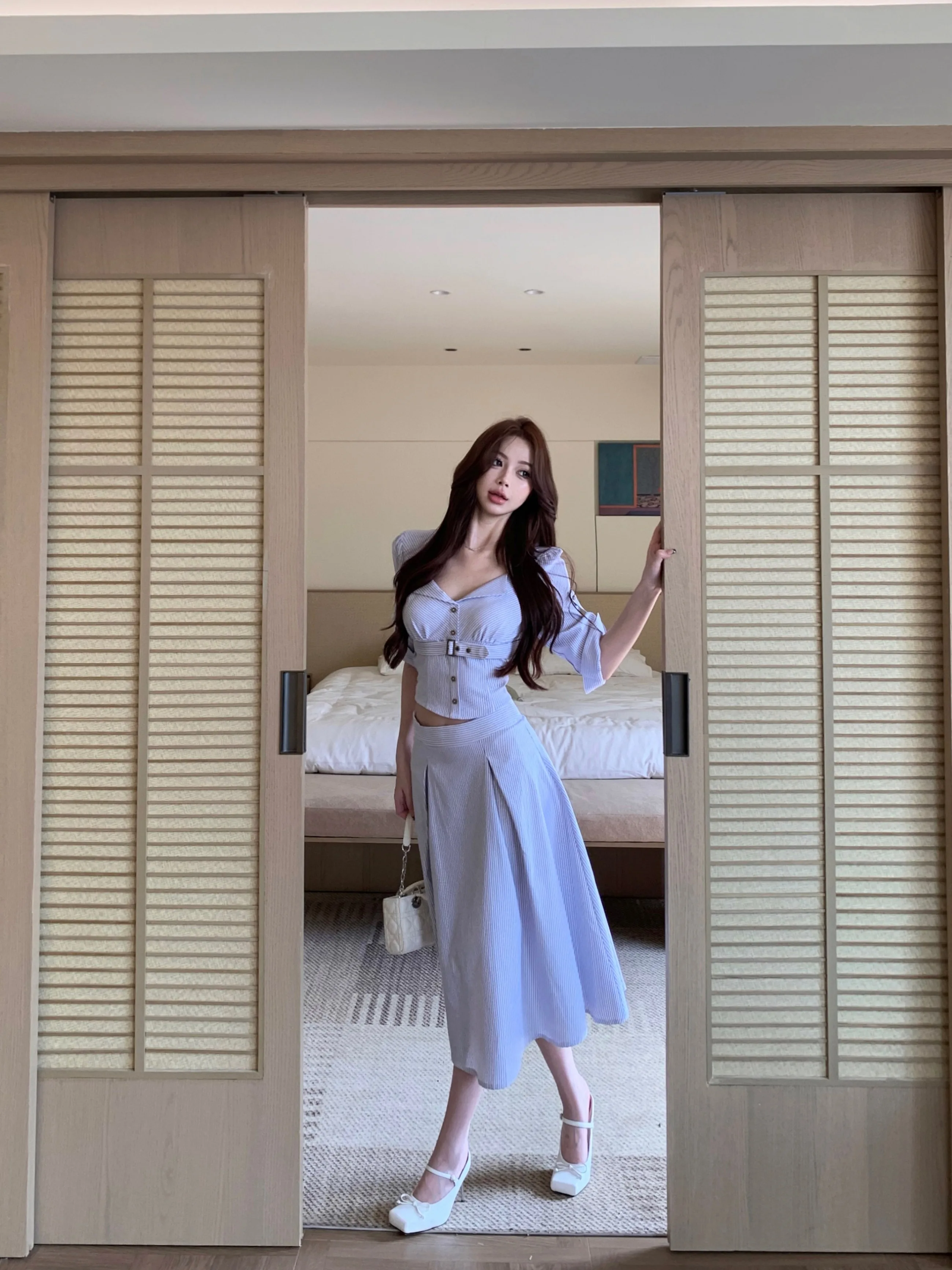 Women's Summer Stripe Shirt And Skirt Set High Waist Midi Dress Two Piece Suit Casual Commute Style Regular Sleeve Length
Women's Summer Stripe Shirt And Skirt Set High Waist Midi Dress Two Piece Suit Casual Commute Style Regular Sleeve Length