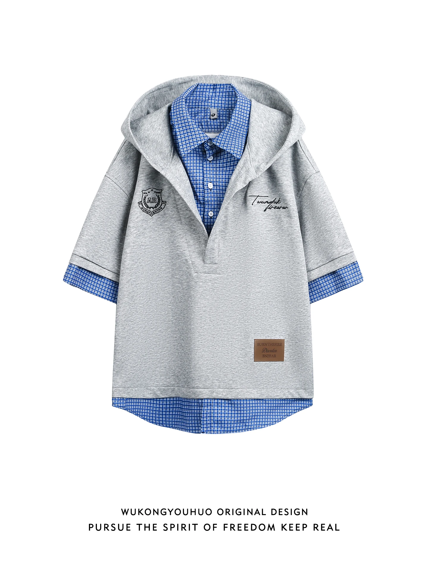 Wukong Has Goods American Sle Plaid Splicing ort Sve irt Hoodie Men Women Summer High Sensation T-irt Youth Faion
Wukong Has Goods American Sle Plaid Splicing ort Sve irt Hoodie Men Women Summer High Sensation T-irt Youth Faion