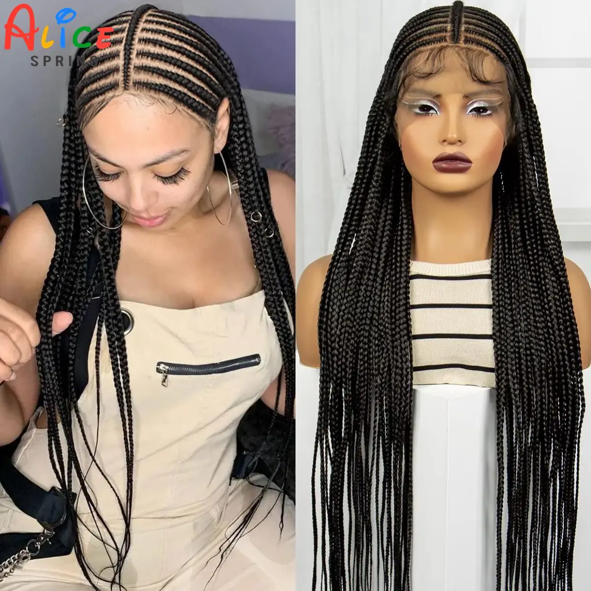 Cornrow Braided Wigs 36in Synthetic Full Lace Kontless Braids Wig with Baby Hair Lace Frontal Braided Lace Wigs for Black Women
Cornrow Braided Wigs 36in Synthetic Full Lace Kontless Braids Wig with Baby Hair Lace Frontal Braided Lace Wigs for Black Women