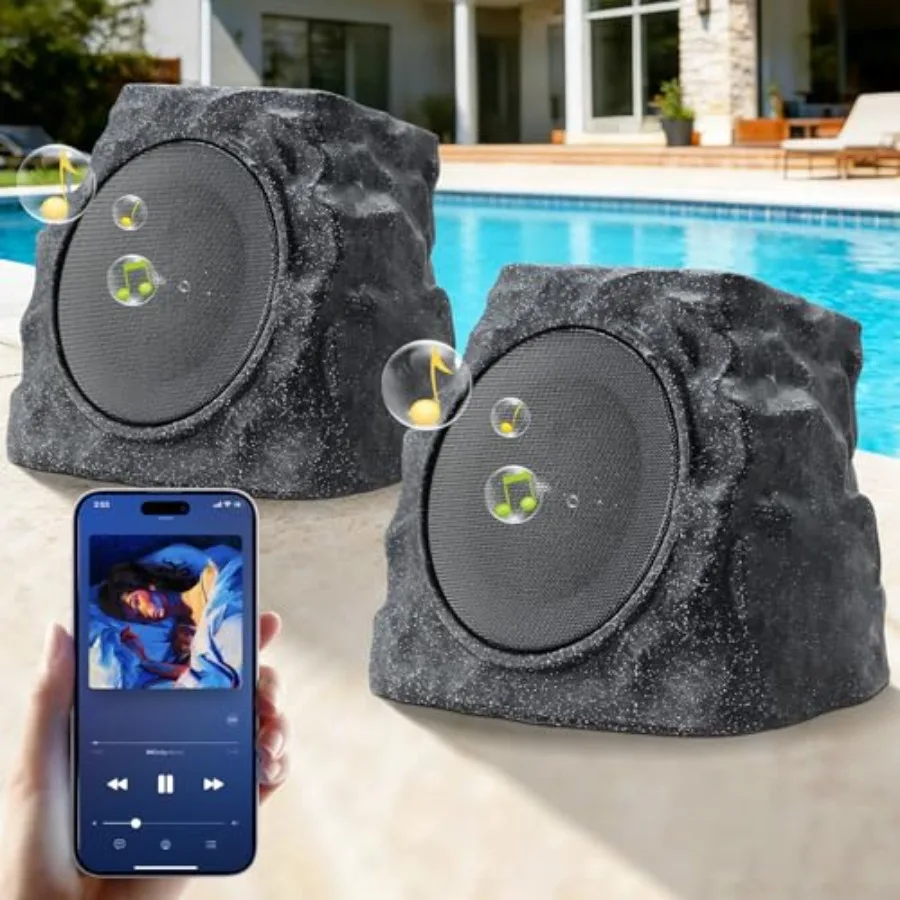 2-Pack Rock Speakers Outdoor Waterproof with RGB Color Lights Multi-Sync Up to 100 Speakers, Auto-Pairing, Solar-Powered and US
2-Pack Rock Speakers Outdoor Waterproof with RGB Color Lights Multi-Sync Up to 100 Speakers, Auto-Pairing, Solar-Powered and US