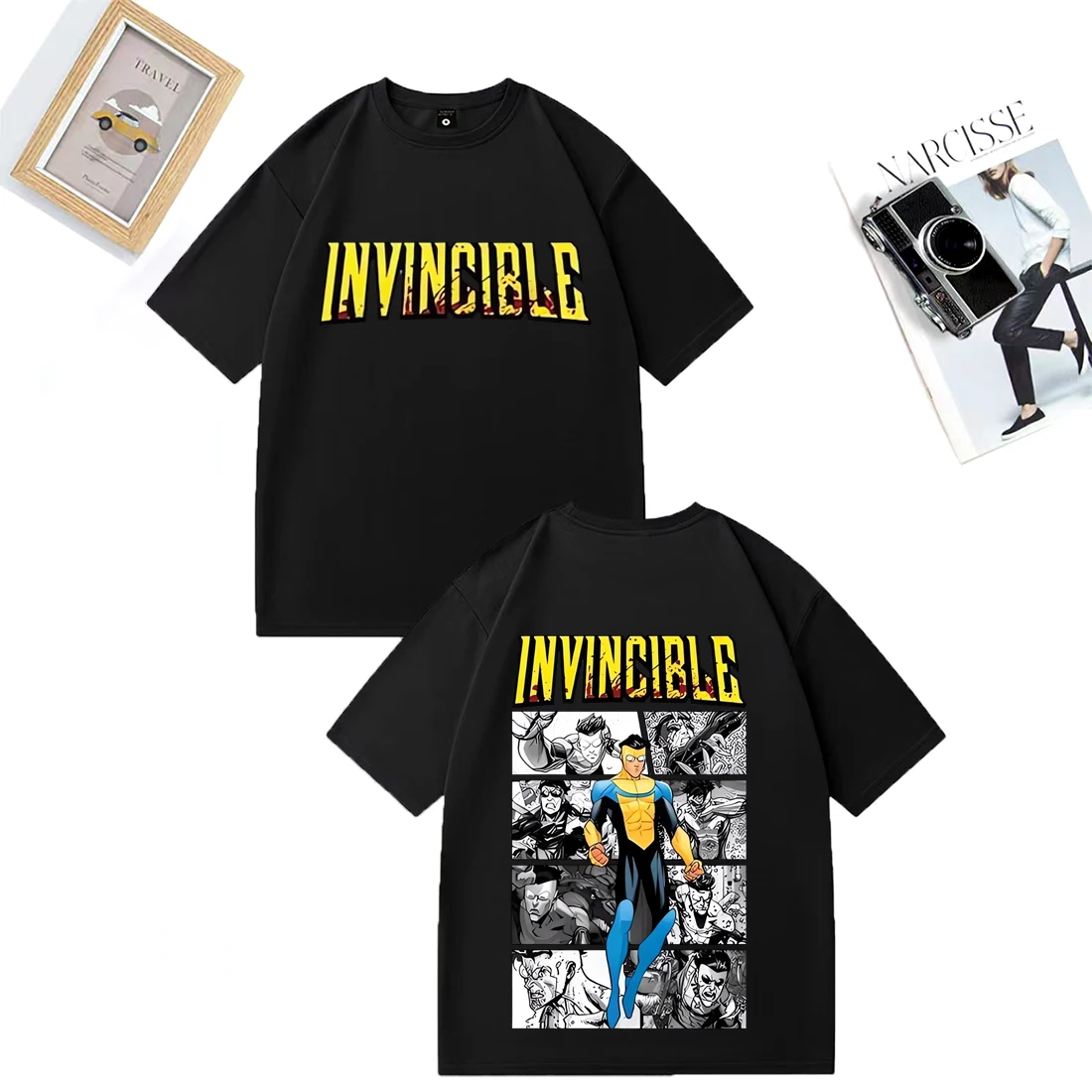 INVINCIBLE Blood Stained logo Anime Men's Women streetwear High Quality Soft Casual Short sleeved T-shirt Unisex Cotton shirts
INVINCIBLE Blood Stained logo Anime Men's Women streetwear High Quality Soft Casual Short sleeved T-shirt Unisex Cotton shirts