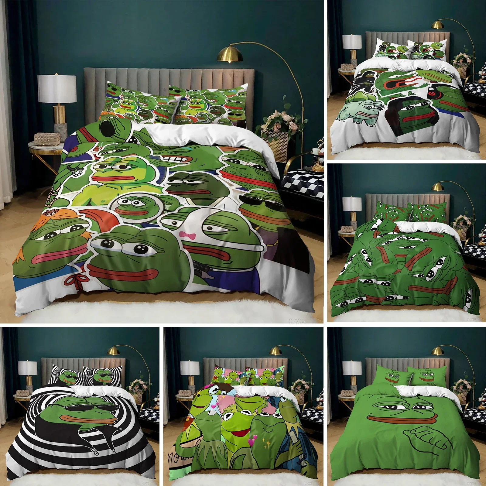 Frog Duvet Cover Set King Size Funny Frog Tropical Amphibian Bedding Set for Kid 3D Tropical Nature Animal Polyester Quilt Cover
Frog Duvet Cover Set King Size Funny Frog Tropical Amphibian Bedding Set for Kid 3D Tropical Nature Animal Polyester Quilt Cover