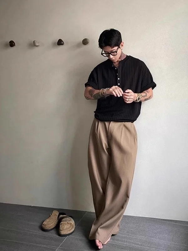 Extra Large Size 300 Pou Texture Folded Henry Collar ort Sve T-irt Men Summer American Loose V-ne Top
Extra Large Size 300 Pou Texture Folded Henry Collar ort Sve T-irt Men Summer American Loose V-ne Top