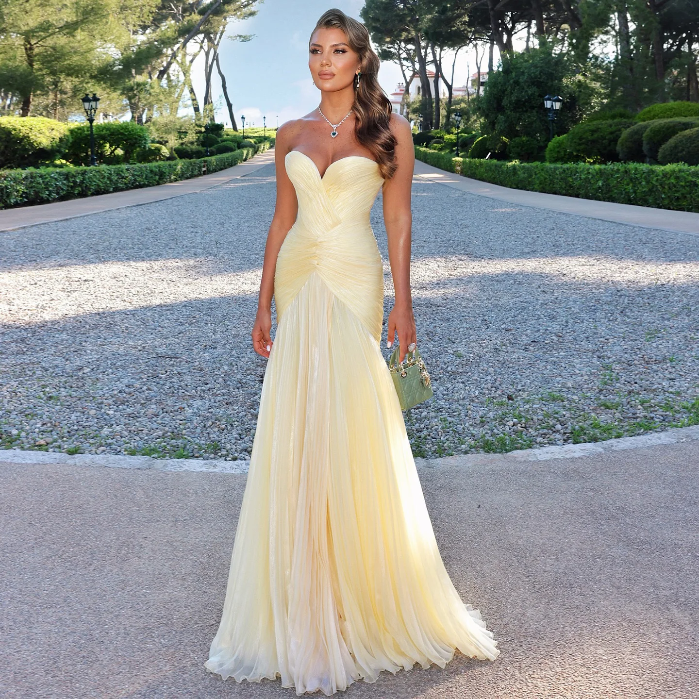 Sharon Said Elegant Light Yellow Sweetheart Mermaid Evening Dresses Pleats Women Wedding Formal Gown 2025 SF035 Customized
Sharon Said Elegant Light Yellow Sweetheart Mermaid Evening Dresses Pleats Women Wedding Formal Gown 2025 SF035 Customized