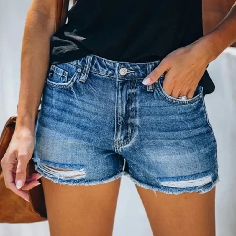 Short Jeans Women Ripped Shorts Stretch High Waist Washed Distressed Pockets 2025 Sexy Vintage Hole Pants Female Streetwear
Short Jeans Women Ripped Shorts Stretch High Waist Washed Distressed Pockets 2025 Sexy Vintage Hole Pants Female Streetwear