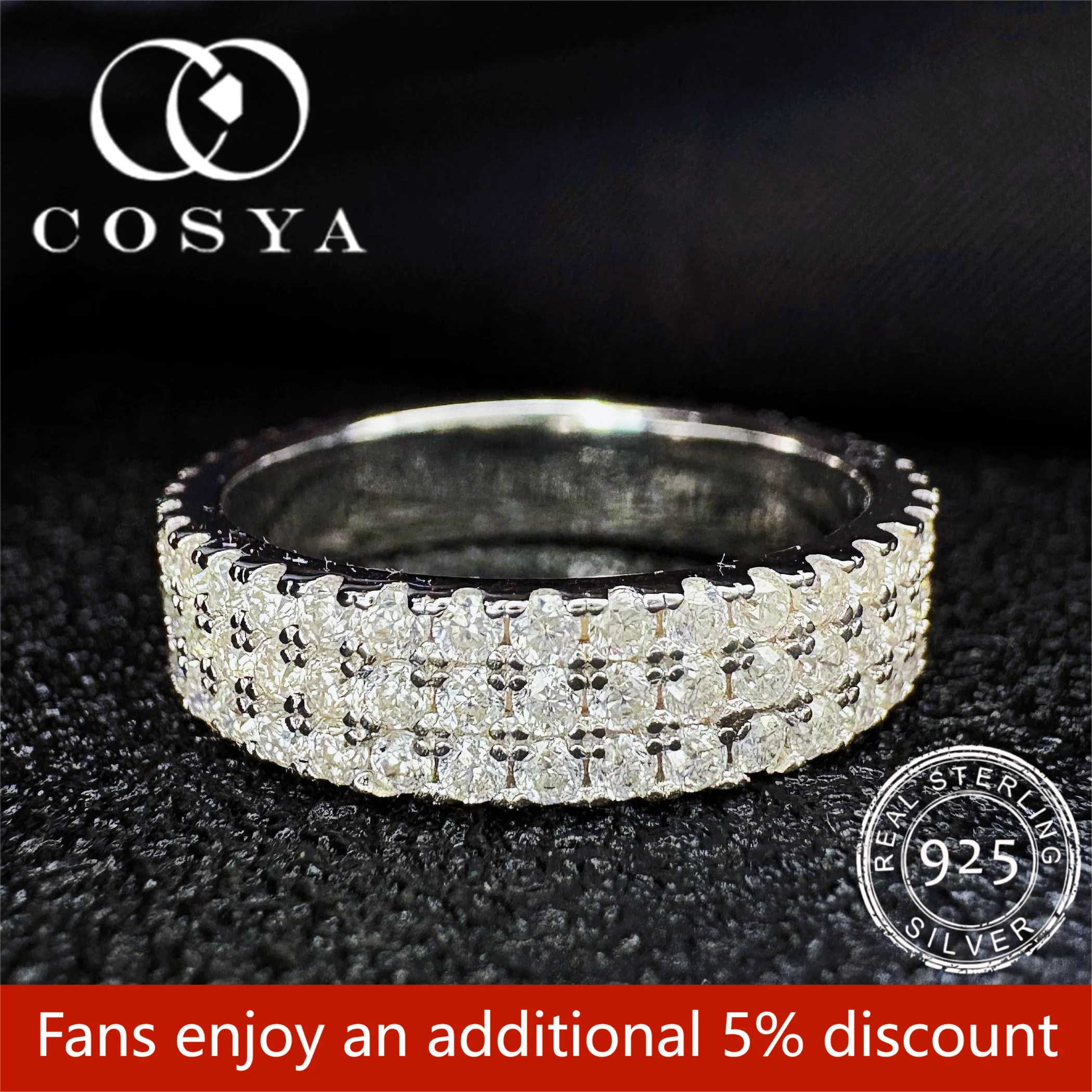 COSYA 3 Row 1.5mm Moissanite Ring S925 Sterling Silver Wedding Band GRA Certified Lab Diamond for Women Men Hip Hop Jewelry Gift
COSYA 3 Row 1.5mm Moissanite Ring S925 Sterling Silver Wedding Band GRA Certified Lab Diamond for Women Men Hip Hop Jewelry Gift