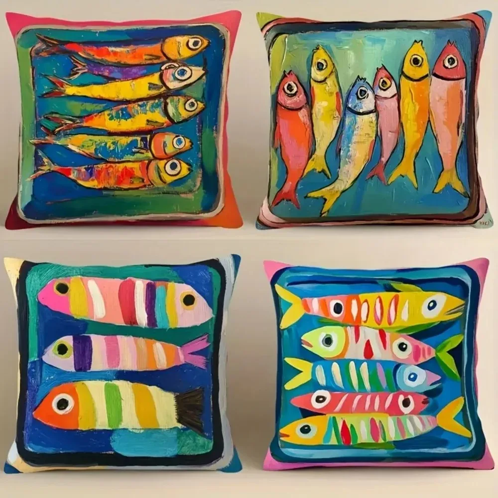 Home Decor Colorful Painted Fish Pattern Pillow Cover Pattern Cushion Cover Suitable For Sofa Bedroom Car Pillow Cover
Home Decor Colorful Painted Fish Pattern Pillow Cover Pattern Cushion Cover Suitable For Sofa Bedroom Car Pillow Cover