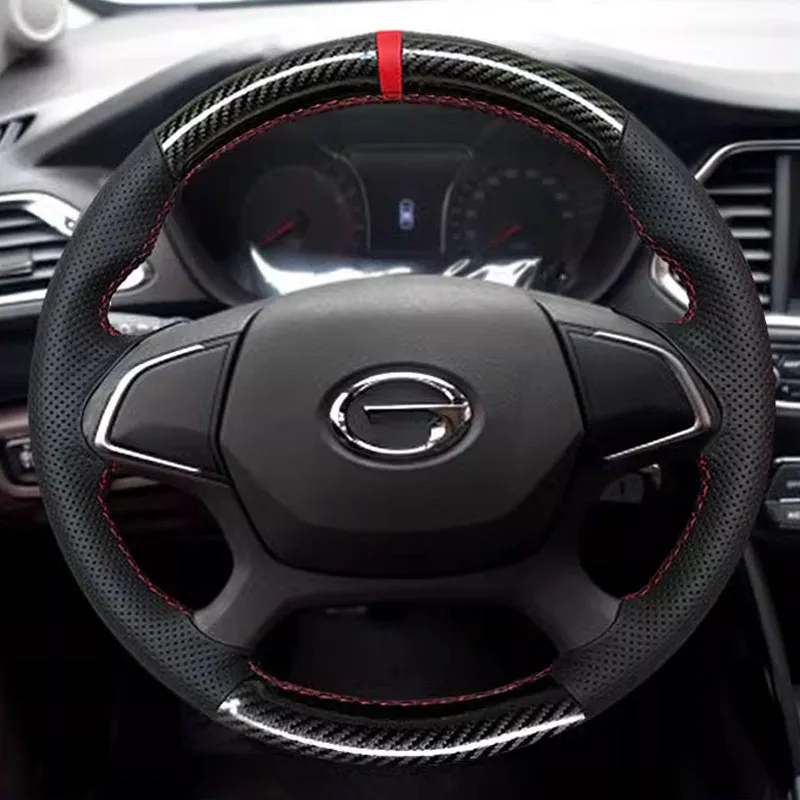 For Trumpchi GA4 2015-2017 Car Interior accessories DIY Hand Stitched black carbon fiber Genuine Leather Car Steering Whel Cover
For Trumpchi GA4 2015-2017 Car Interior accessories DIY Hand Stitched black carbon fiber Genuine Leather Car Steering Whel Cover