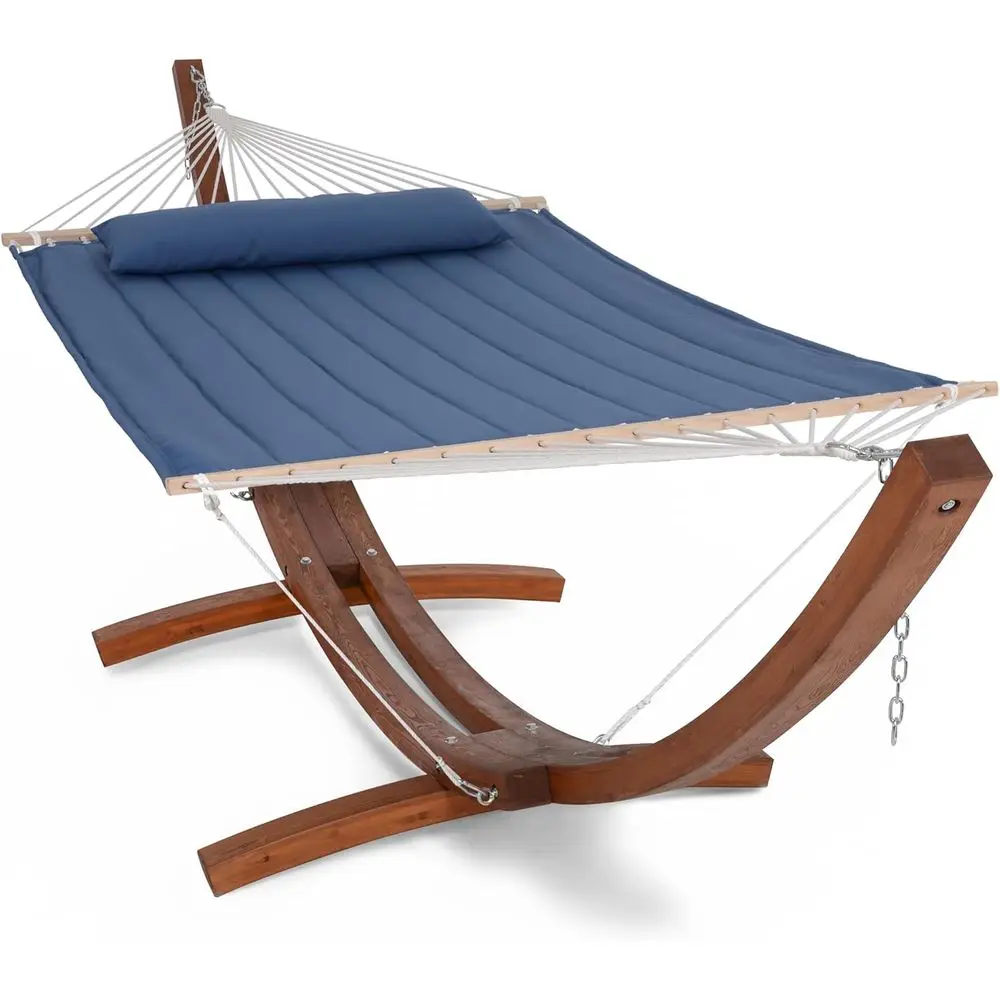 Double Hammock with 13.5 ft Wooden Stand, Outdoor Navy Blue, Supports 475 lbs
Double Hammock with 13.5 ft Wooden Stand, Outdoor Navy Blue, Supports 475 lbs