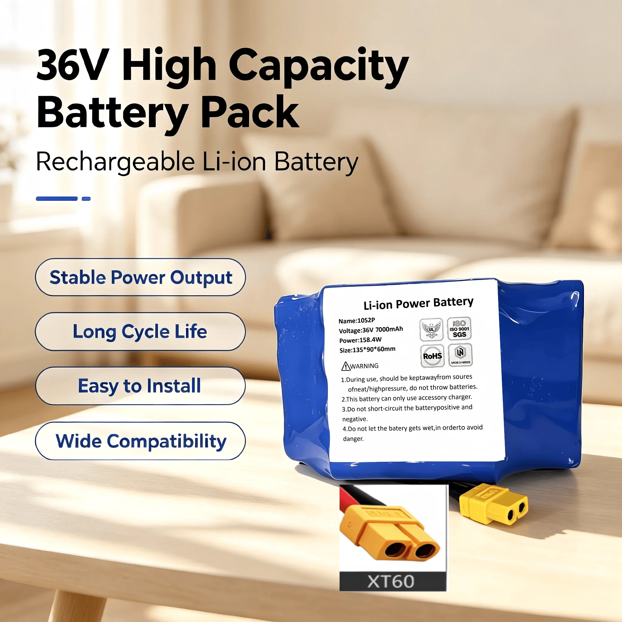 36V 10S2P 18650 Lithium Battery Pack 4.4Ah 5.6Ah 6.4Ah 7.0Ah Rechargeable Battery For Electric Scooter Hoverboard E-Bike
36V 10S2P 18650 Lithium Battery Pack 4.4Ah 5.6Ah 6.4Ah 7.0Ah Rechargeable Battery For Electric Scooter Hoverboard E-Bike