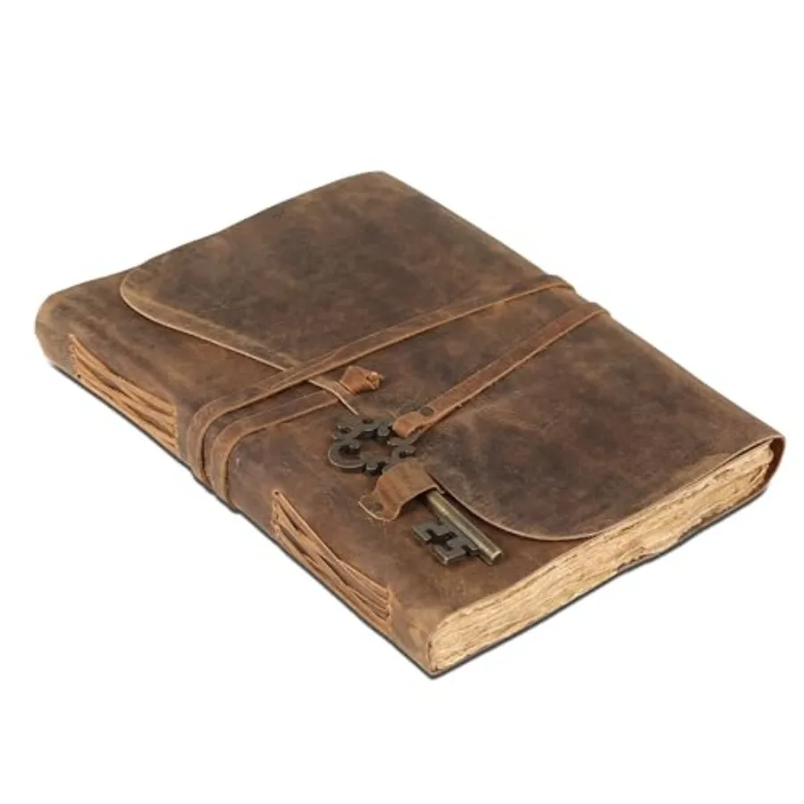 Leather Journal with Deckle Edge Paper inch and Vintage Key Handmade Writing Notebook Diary Bound Daily Notepad for Men and Wom
Leather Journal with Deckle Edge Paper inch and Vintage Key Handmade Writing Notebook Diary Bound Daily Notepad for Men and Wom