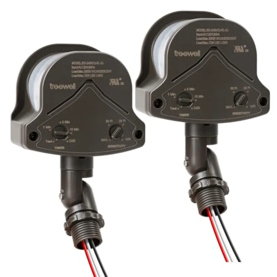 2 Pack 240-Degree Replacement Motion Detector, Adjustable Time and Detection Sensitivity Up to 60 Feet Range, 3 Working Modes P
2 Pack 240-Degree Replacement Motion Detector, Adjustable Time and Detection Sensitivity Up to 60 Feet Range, 3 Working Modes P