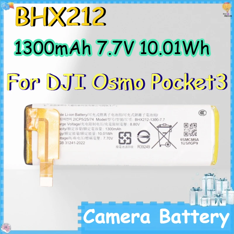 BHX212 1300mAh 7.7V 10.01Wh Camera Battery for DJI Osmo Pocket3 Ultra Long Standby Lithium-ion Battery
BHX212 1300mAh 7.7V 10.01Wh Camera Battery for DJI Osmo Pocket3 Ultra Long Standby Lithium-ion Battery