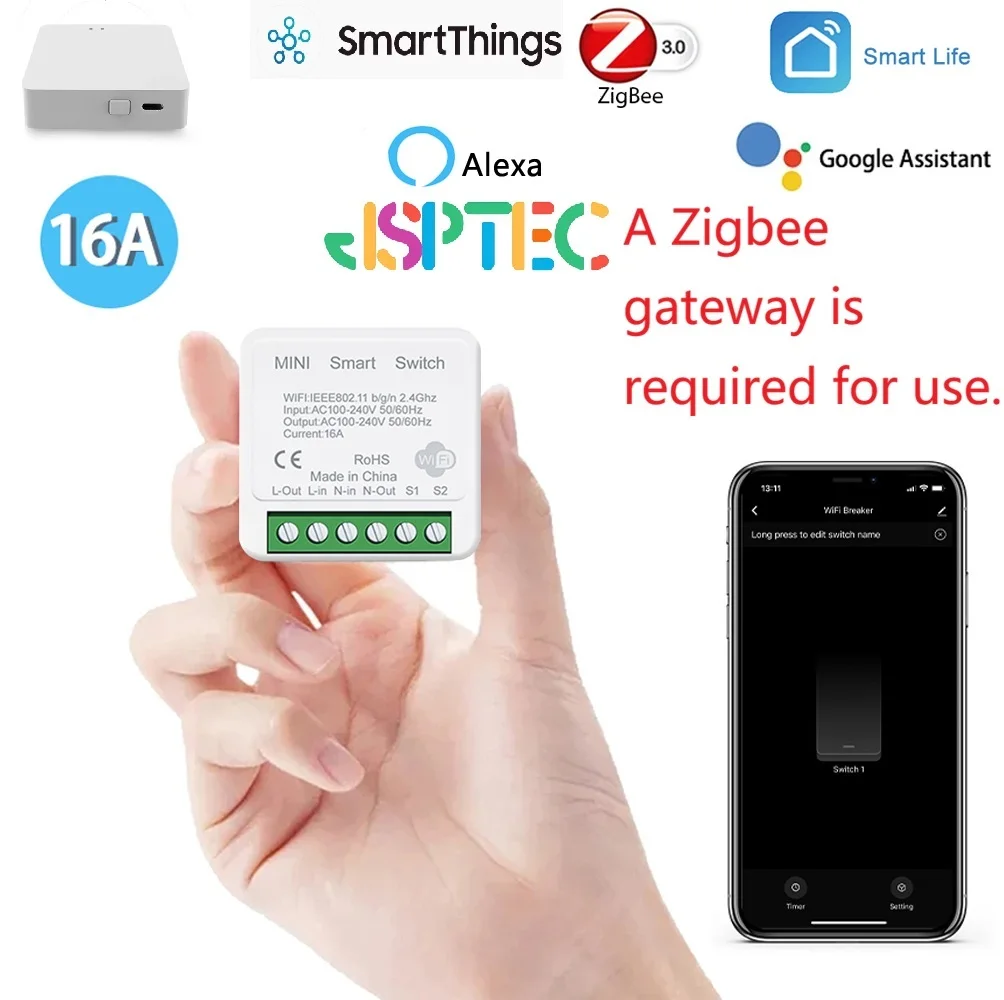 16A Mini ZigBee Smart Switch Module DIY Light Relay Breaker Intelligent Life App Control,Home Automation Works with Alexa Google
16A Mini ZigBee Smart Switch Module DIY Light Relay Breaker Intelligent Life App Control,Home Automation Works with Alexa Google