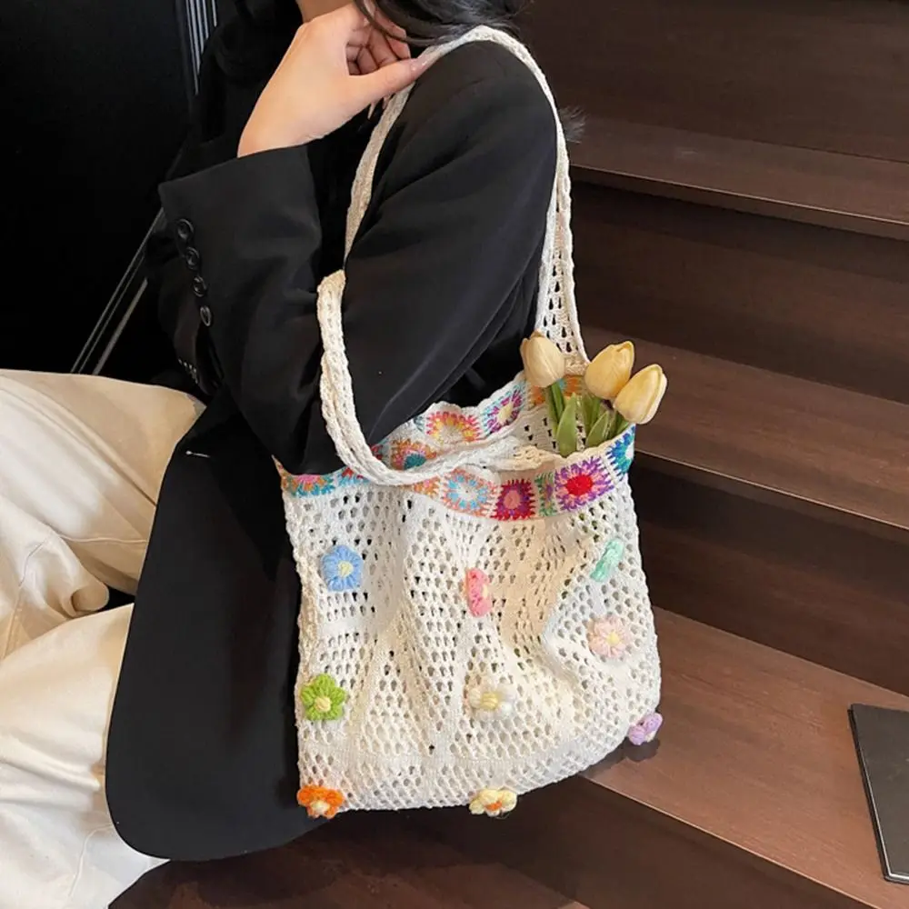 Hollow Out Crochet Flower Tote Bag Handmade Large Capacity Woven Shoulder Bag Ethnic Style Portable Women's Knitted Handbag
Hollow Out Crochet Flower Tote Bag Handmade Large Capacity Woven Shoulder Bag Ethnic Style Portable Women's Knitted Handbag