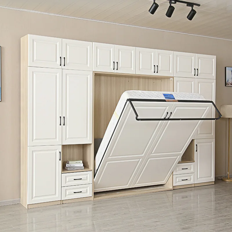 Modern simple invisible bed wardrobe bookcase integrated small apartment space saving wall bed folding bed
Modern simple invisible bed wardrobe bookcase integrated small apartment space saving wall bed folding bed