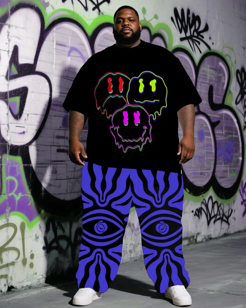 S-9XL Мужская футболка больших размеров в стиле хип-хоп со смайликом и короткими рукавами и брюки, комплект из двух предметов
S-9XL Мужская футболка больших размеров в стиле хип-хоп со смайликом и короткими рукавами и брюки, комплект из двух предметов