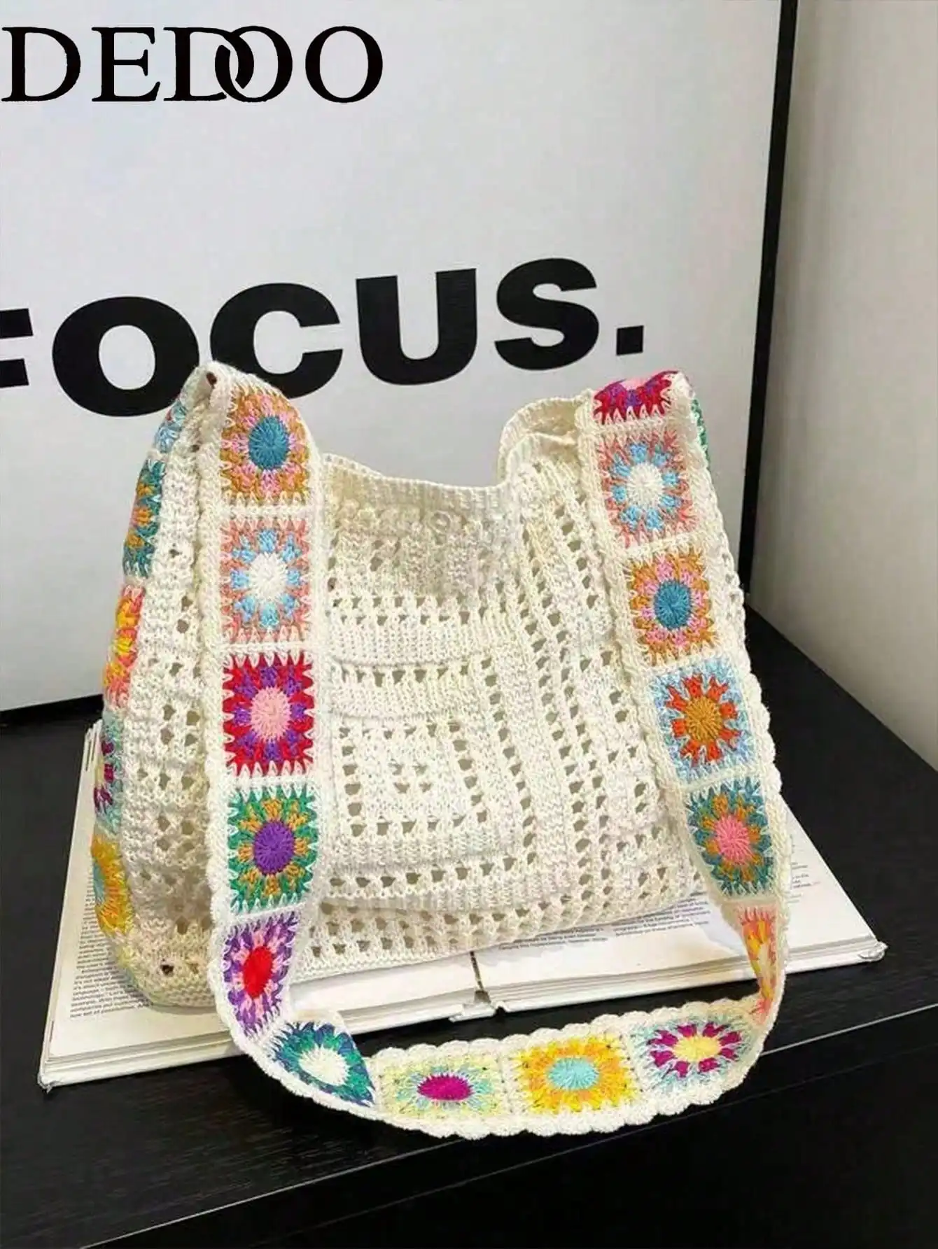 Dedoo Bohemian Style Women's Tote Bag, Large Capacity Open-Top Handbag, Beach Bag, Travel Accessory, Woven Texture, Suitable For Work, School, Beach, Crochet, Holiday (Flower Color/Position Random) (Strap Color/Pattern Random)
Dedoo Bohemian Style Women's Tote Bag, Large Capacity Open-Top Handbag, Beach Bag, Travel Accessory, Woven Texture, Suitable For Work, School, Beach, Crochet, Holiday (Flower Color/Position Random) (Strap Color/Pattern Random)