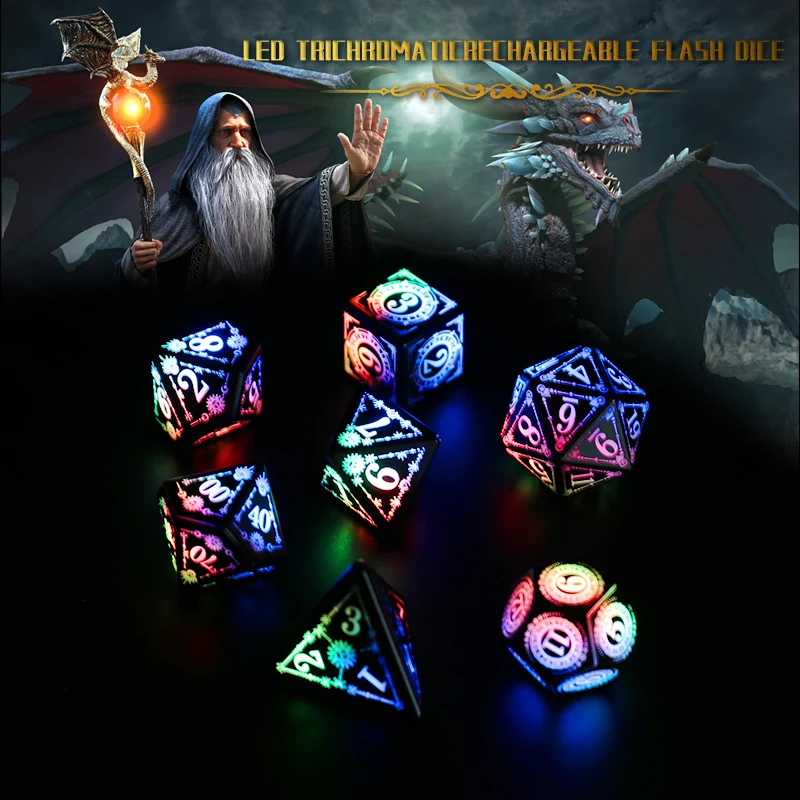 Colorful Dice Set Light Up MTG Dice Rechargeable LED DND Dice D&D with Charging Box(Coloured Light)
Colorful Dice Set Light Up MTG Dice Rechargeable LED DND Dice D&D with Charging Box(Coloured Light)