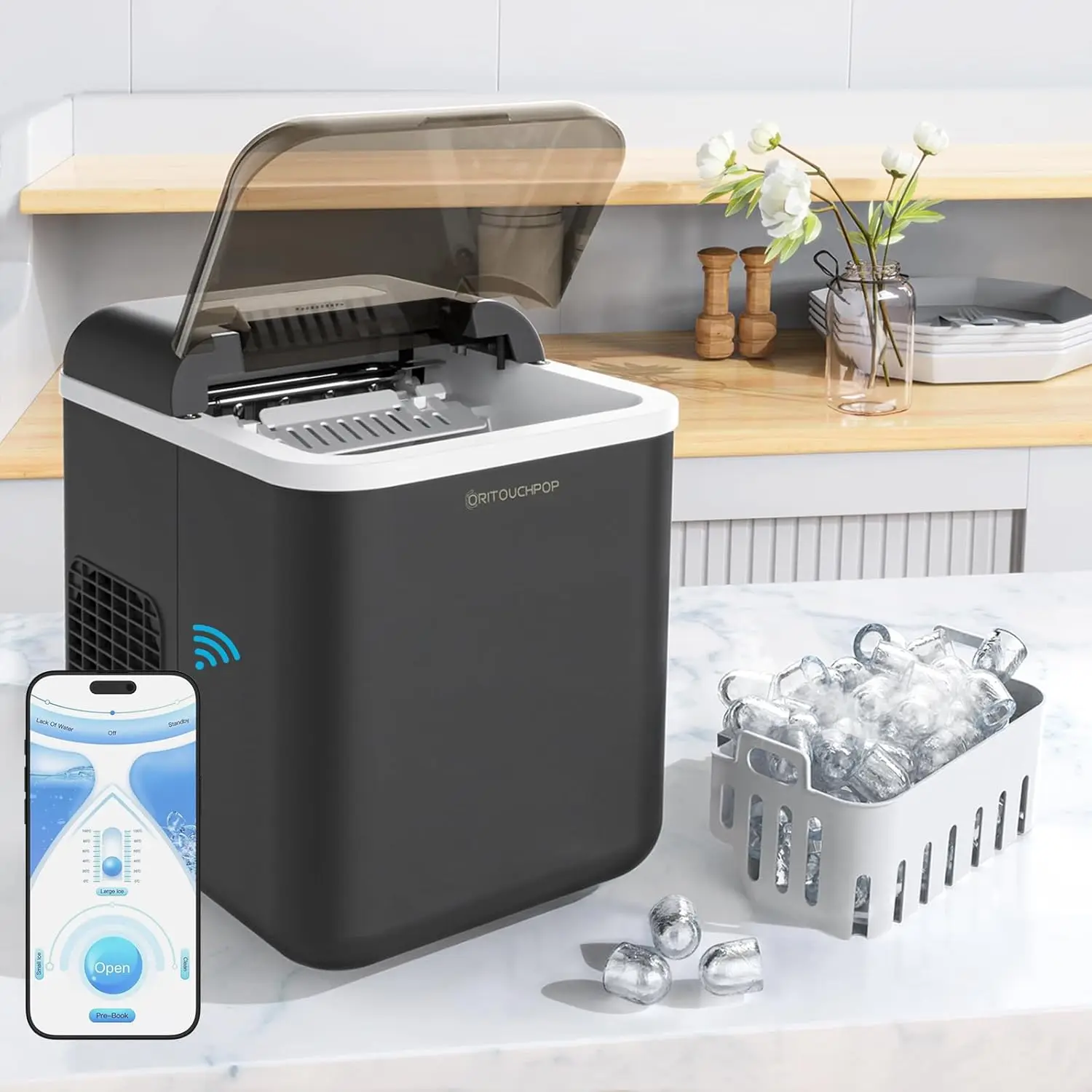 Ice Makers Countertop APP Control Smart Ice Machine Portable Ice Maker with Self-Cleaning Function 6 Minutes 9 Bullet
Ice Makers Countertop APP Control Smart Ice Machine Portable Ice Maker with Self-Cleaning Function 6 Minutes 9 Bullet