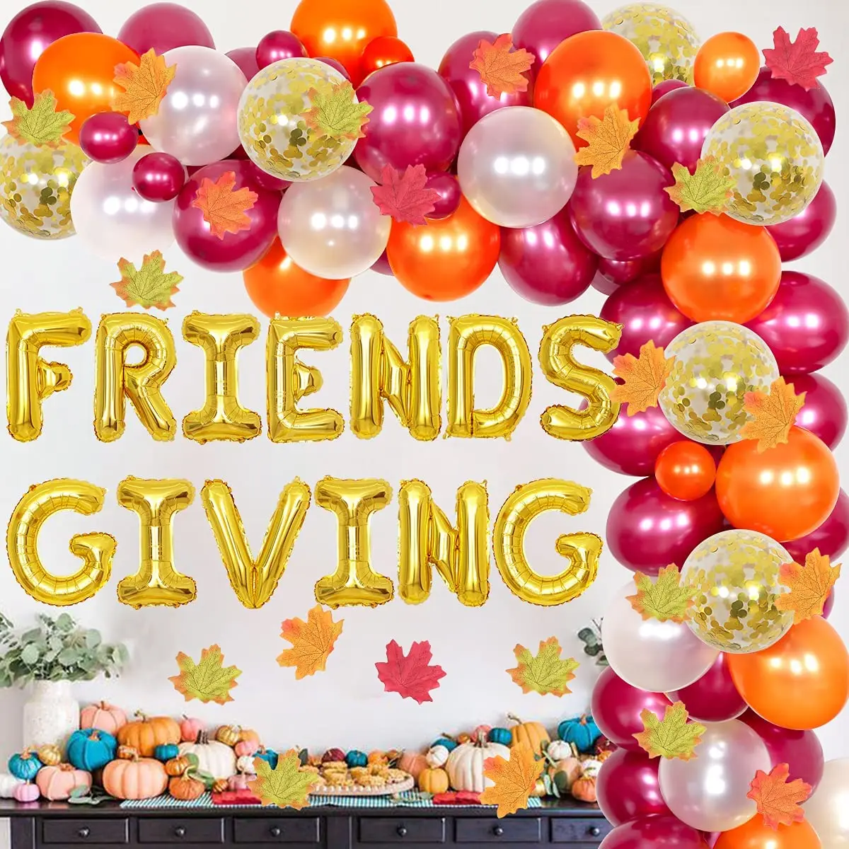 Friendsgiving Party Decorations Balloon Garland Arch Kit Burgundy Orange with Friends Giving Balloons Maple Leaves Thanksgiving
Friendsgiving Party Decorations Balloon Garland Arch Kit Burgundy Orange with Friends Giving Balloons Maple Leaves Thanksgiving