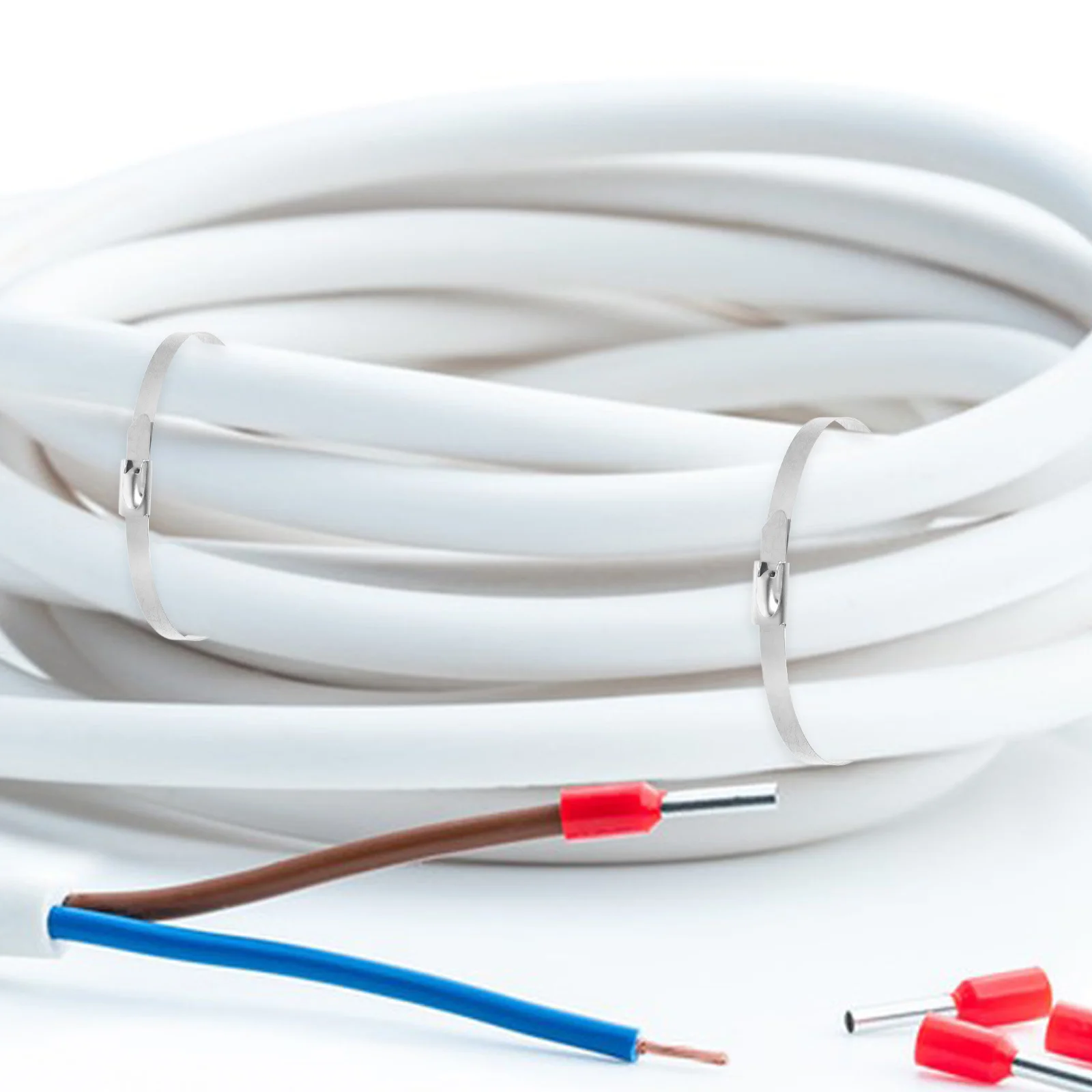 20Pcs Stainless Steel Cable Ties 4.6mm Wide Self-Locking Heavy Duty for Hose Clamp Tool Cord Organization Tape Metal Zip Ties
20Pcs Stainless Steel Cable Ties 4.6mm Wide Self-Locking Heavy Duty for Hose Clamp Tool Cord Organization Tape Metal Zip Ties