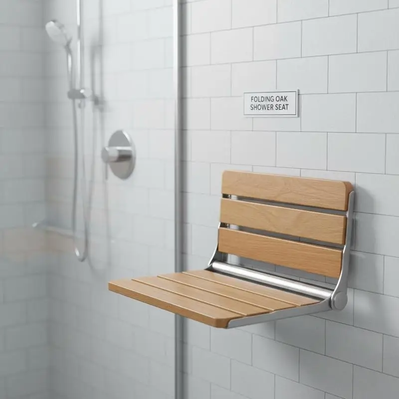 Folding Oak Shower Seat, 16.1" x 13.4" Unfolded, Wall Mounted Fold Up Shower Bench with 440 lbs Load Capacity, Space Saving Home Care Fold Down Shower Chair, for Seniors Pregnant Women Children
Folding Oak Shower Seat, 16.1" x 13.4" Unfolded, Wall Mounted Fold Up Shower Bench with 440 lbs Load Capacity, Space Saving Home Care Fold Down Shower Chair, for Seniors Pregnant Women Children
