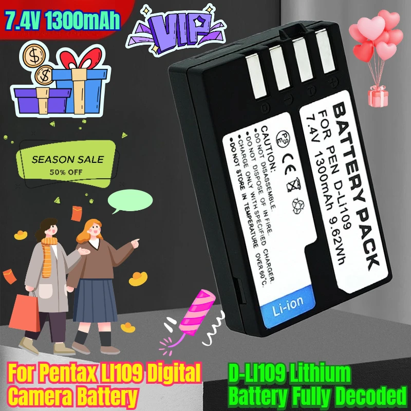 7.4V 1300mAh Suitable for Pentax LI109 Digital Camera Battery D-LI109 Lithium Battery Fully Decoded
7.4V 1300mAh Suitable for Pentax LI109 Digital Camera Battery D-LI109 Lithium Battery Fully Decoded