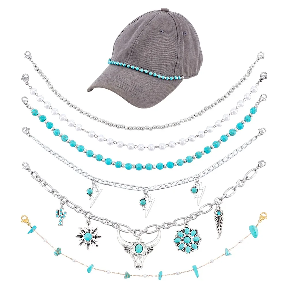 6Pcs 6 Styles Plastic Pearl Turquoise Beads Baseball Cap Chain Sets with 304 Stainless Steel Lobster Claw Clasps Mixed Color
6Pcs 6 Styles Plastic Pearl Turquoise Beads Baseball Cap Chain Sets with 304 Stainless Steel Lobster Claw Clasps Mixed Color
