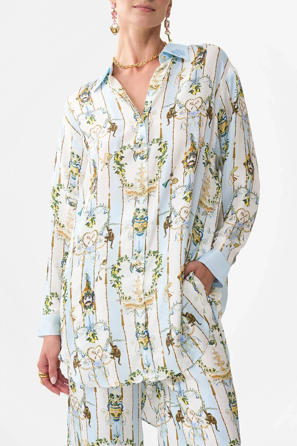 2025 New Women Blue Flower Print Set Elastic Waist Wide Leg Pants + Single Breasted Long Sleeve Turn-down Collar Shirt Silk Suit
2025 New Women Blue Flower Print Set Elastic Waist Wide Leg Pants + Single Breasted Long Sleeve Turn-down Collar Shirt Silk Suit