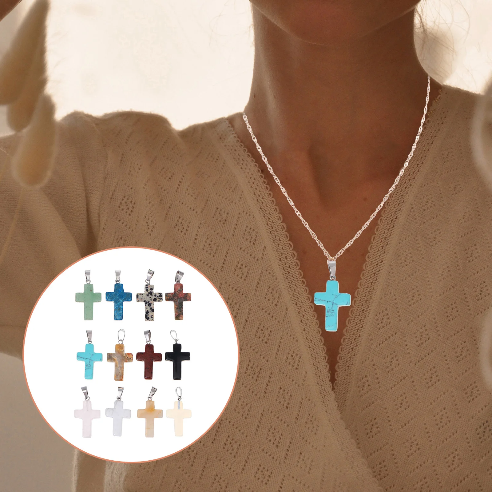 12 шт. подвесок-крестиков из натурального камня для самостоятельного изготовления украшений, аксессуары для ожерелий, серег, прочные материалы
12 шт. подвесок-крестиков из натурального камня для самостоятельного изготовления украшений, аксессуары для ожерелий, серег, прочные материалы